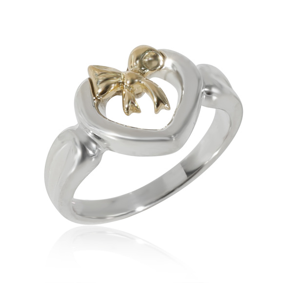 Tiffany & Co. Heart Ring With Bow in Sterling Silver & 18K Yellow Gold - Picture 2 of 3